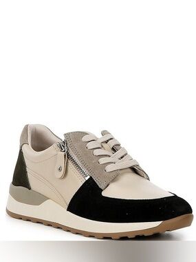 NWT Brioso Mimi Leather Zip Sneakers Sz 8 Rice/Black/Olive